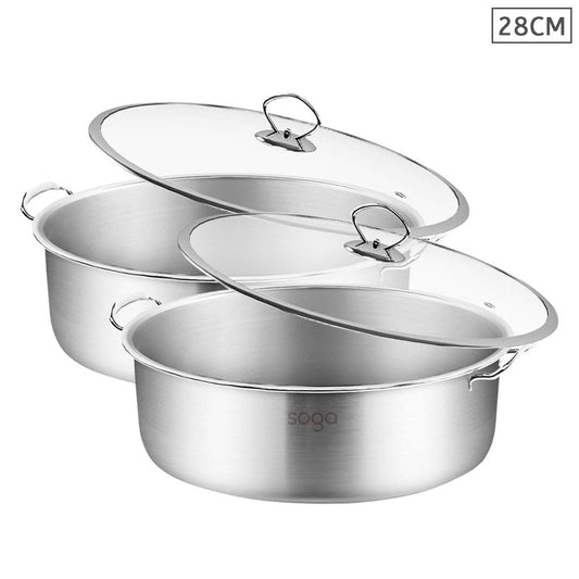 Premium 2X Stainless Steel 28cm Casserole With Lid Induction Cookware - image1