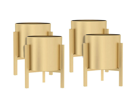 Premium 4X 30CM Gold Metal Plant Stand with Flower Pot Holder Corner Shelving Rack Indoor Display - image1