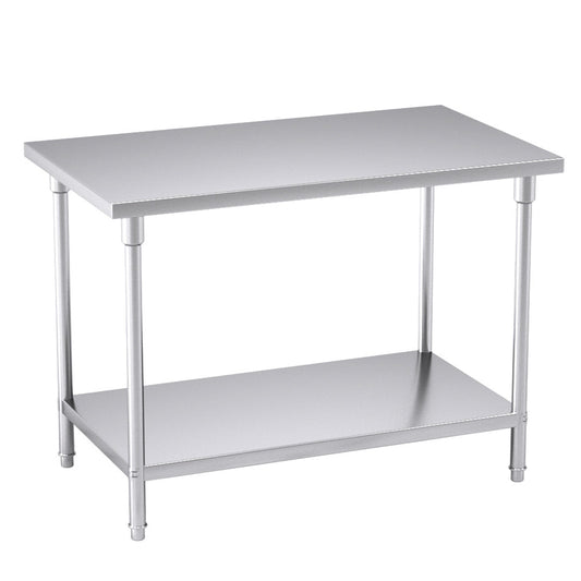 Premium 2-Tier Commercial Catering Kitchen Stainless Steel Prep Work Bench Table 120*70*85cm - image1