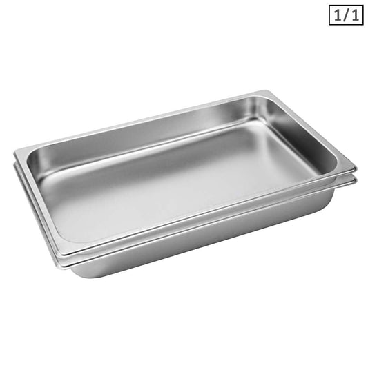 Premium 2X Gastronorm GN Pan Full Size 1/1 GN Pan 6.5cm Deep Stainless Steel Tray - image1