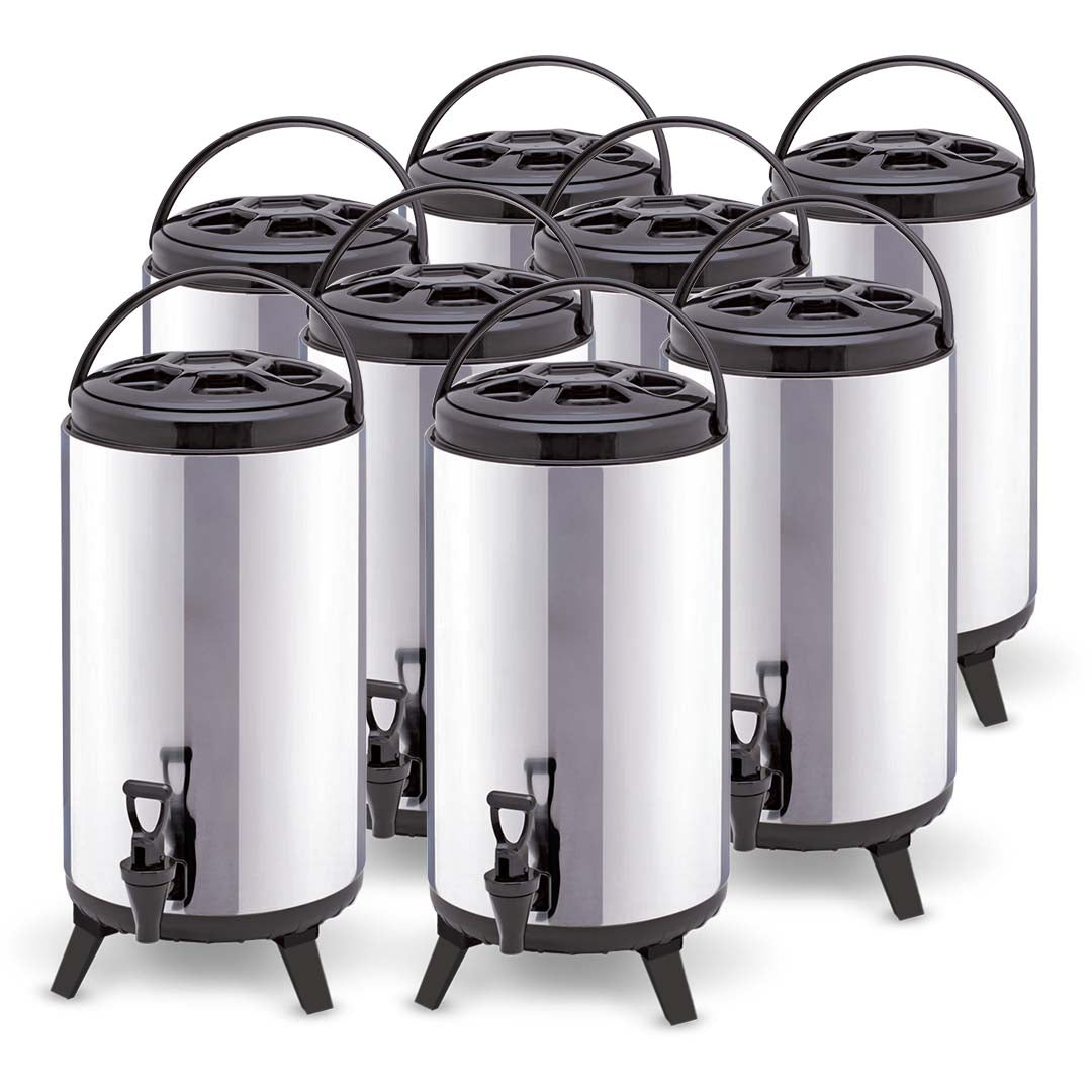8 x 8L Portable Insulated Cold/Heat Coffee Bubble Tea Pot Beer Barrel With Dispenser - image1