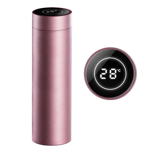 Premium 500ML Stainless Steel Smart LCD Thermometer Display Bottle Vacuum Flask Thermos Rose Gold - image1