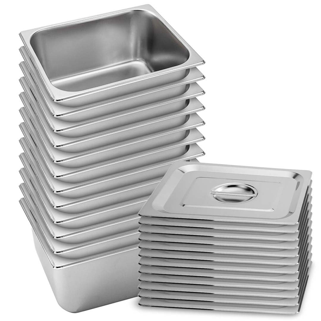 Premium 12X Gastronorm GN Pan Full Size 1/2 GN Pan 20cm Deep Stainless Steel Tray With Lid - image1