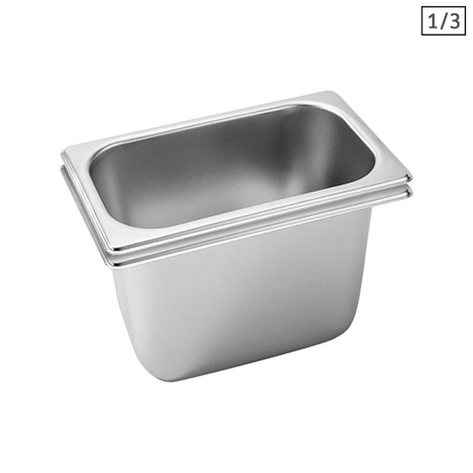 Premium 2X Gastronorm GN Pan Full Size 1/3 GN Pan 20cm Deep Stainless Steel Tray - image1