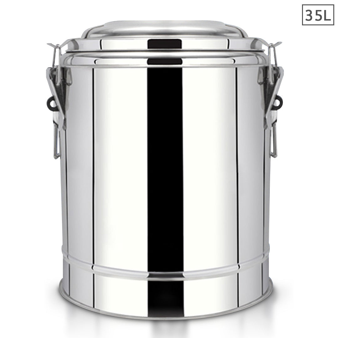 Premium 35L Stainless Steel Insulated Stock Pot Dispenser Hot & Cold Beverage Container - image1