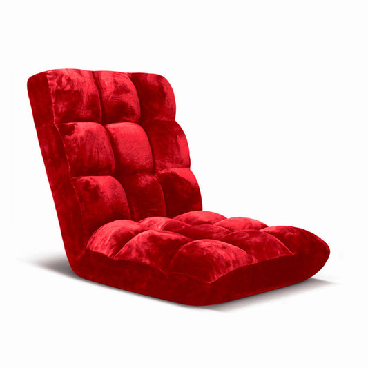 Floor Recliner Folding Lounge Sofa Futon Couch Folding Chair Cushion Red - image1