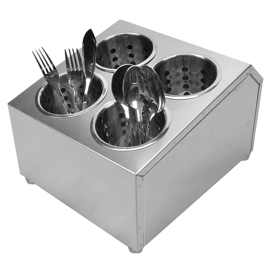 Premium 18/10 Stainless Steel Commercial Conical Utensils Square Cutlery Holder with 4 Holes - image1