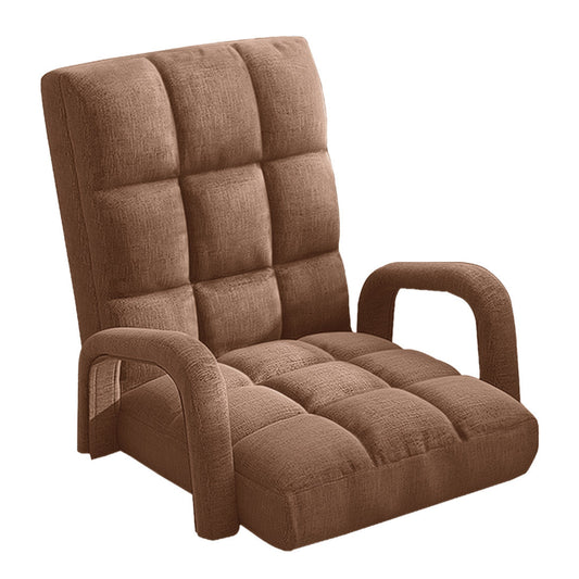 Premium Foldable Lounge Cushion Adjustable Floor Lazy Recliner Chair with Armrest Coffee - image1