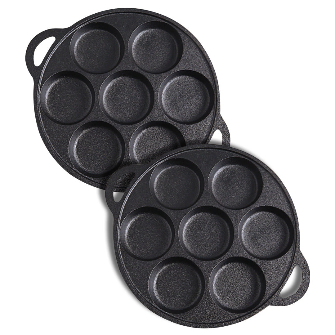 Premium 2X 31.5cm Cast Iron Takoyaki Fry Pan Octopus Balls Maker 7 Hole Cavities Grill Mold - image1