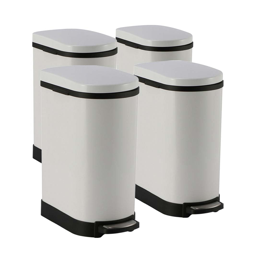 Premium 4X Foot Pedal Stainless Steel Rubbish Recycling Garbage Waste Trash Bin U White 10L - image1