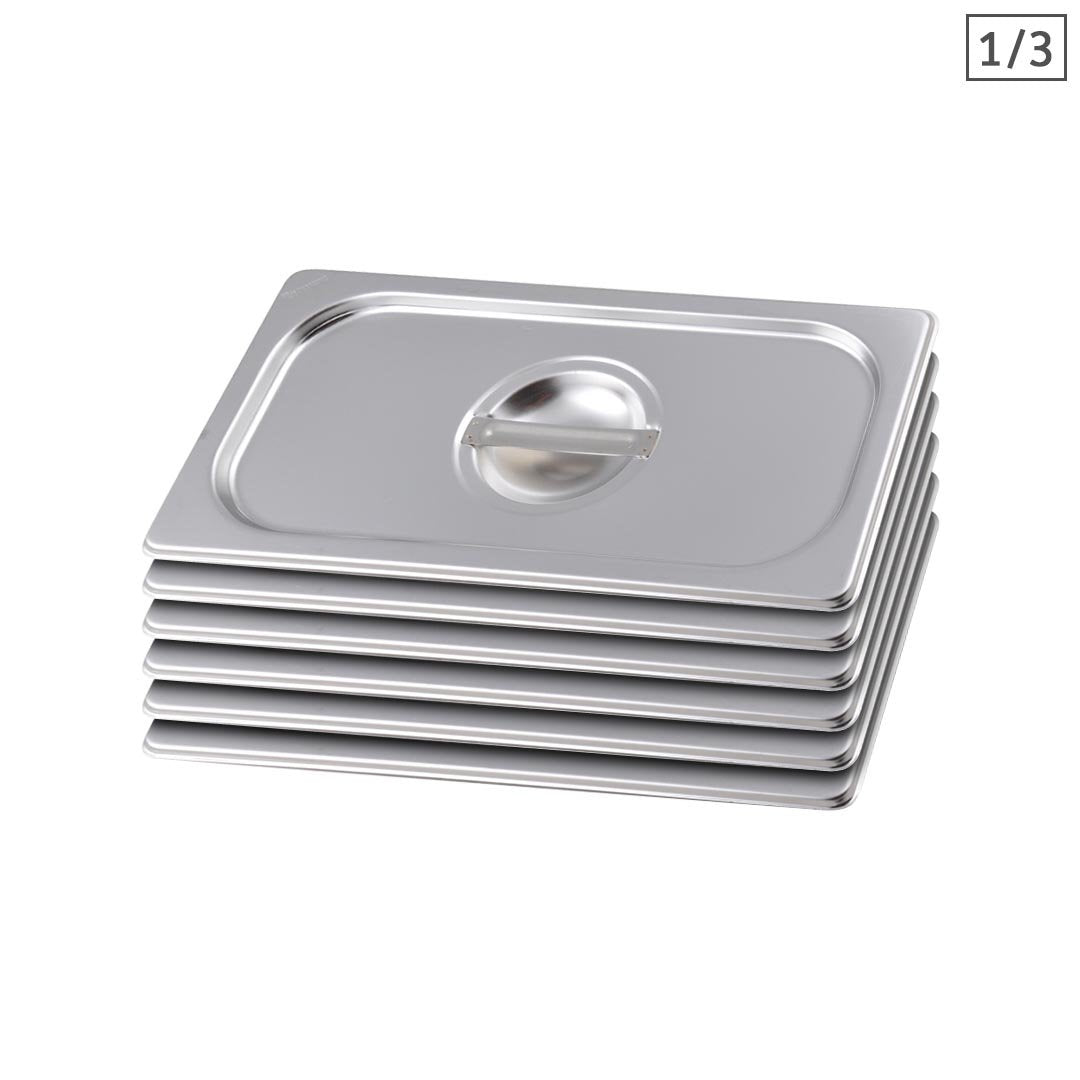 Premium 6X Gastronorm GN Pan Lid Full Size 1/3 Stainless Steel Tray Top Cover - image1