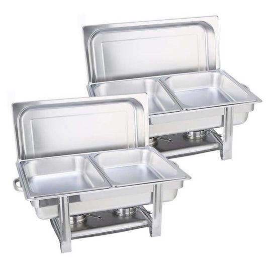 Premium 2X Double Tray Stainless Steel Chafing Catering Dish Food Warmer - image1