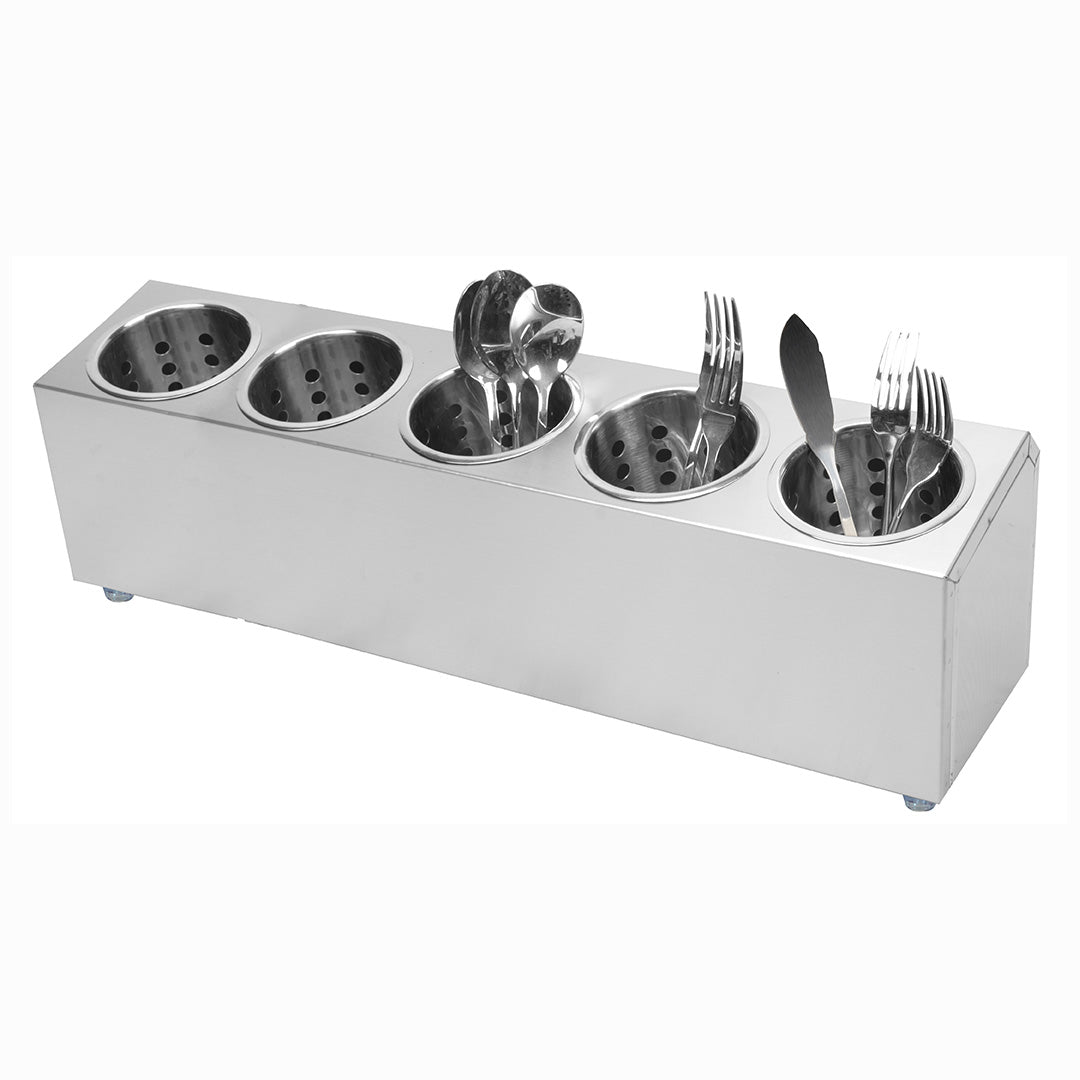 Premium 18/10 Stainless Steel Commercial Conical Utensils Cutlery Holder with 5 Holes - image1