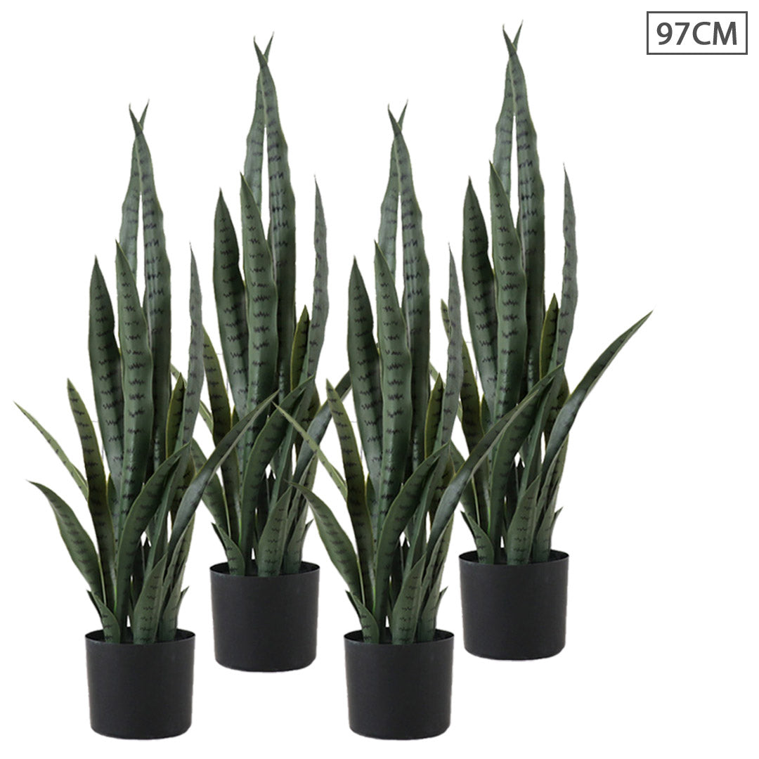 Premium 4X 97cm Artificial Indoor Snake Sansevieria Plant Fake Decoration Tree Flower Pot - image1