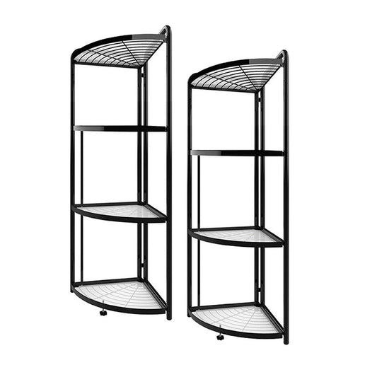 Premium 2X 4 Tier Steel Triangular  Corner Stand Multi-Functional Shelves Portable Storage Organizer - image1