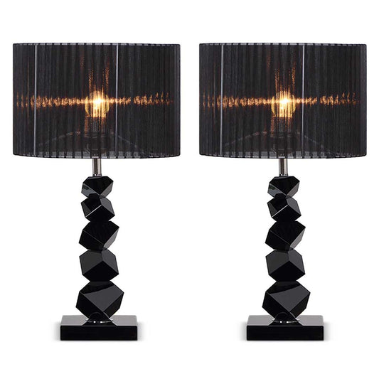 Premium 2X 55cm Black Table Lamp with Dark Shade LED Desk Lamp - image1