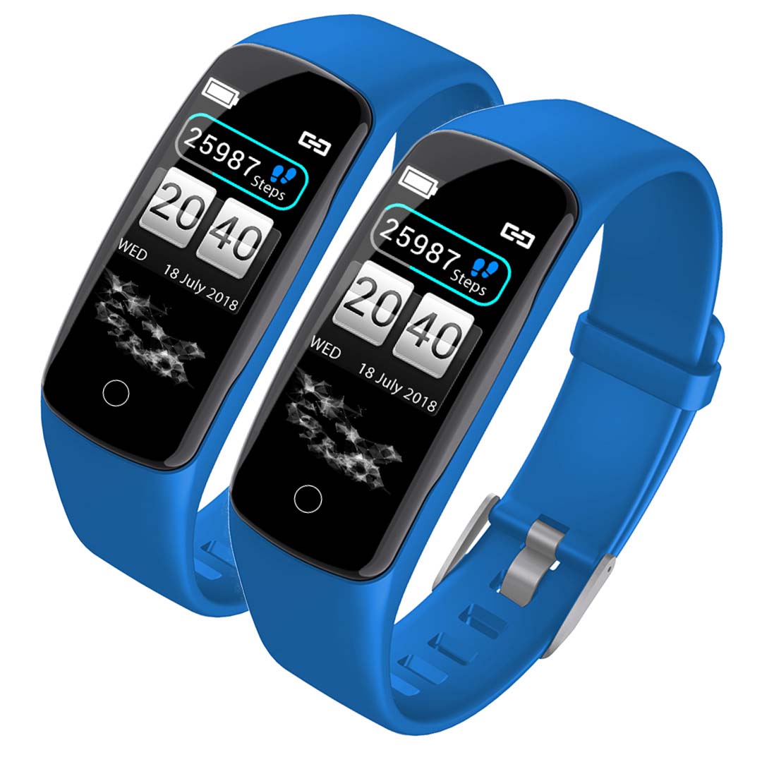 Premium 2x Sport Monitor Wrist Touch Fitness Tracker Smart Watch Blue - image1