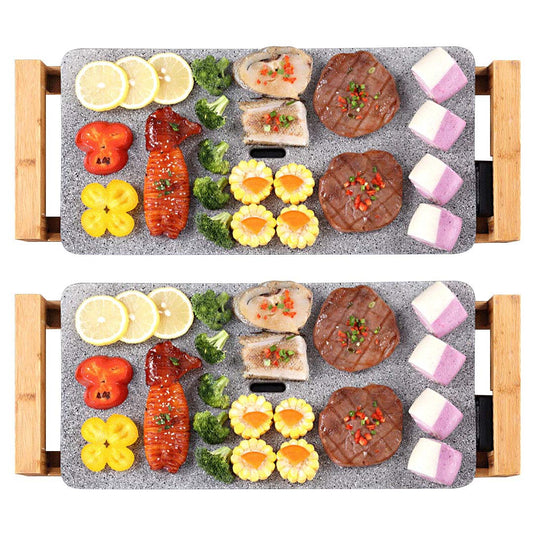 Premium 2X Electric Ceramic BBQ Grill Non-stick Surface Hot Plate for Indoor & Outdoor Stone - image1