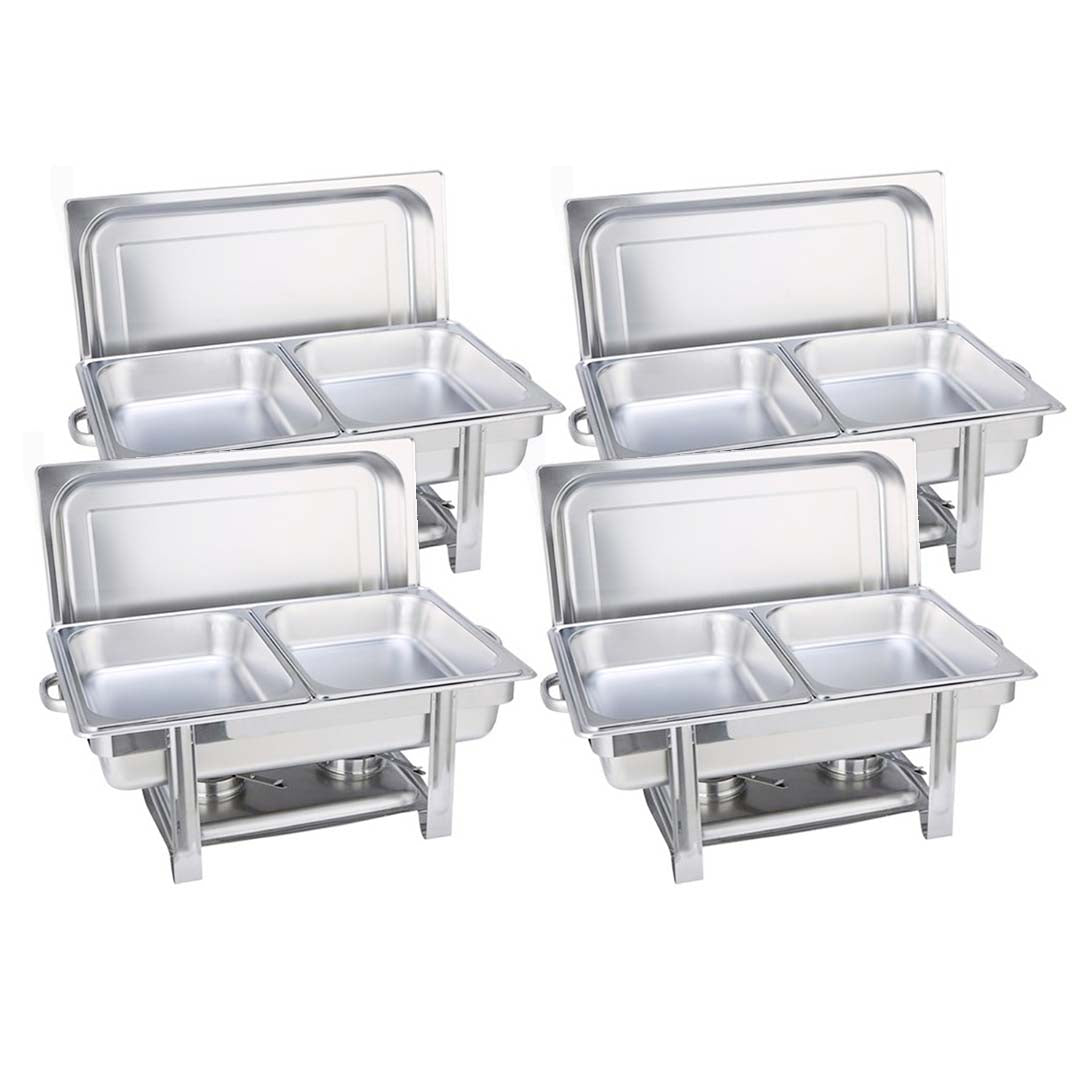 Premium 4X Stainless Steel Chafing Double Tray Catering Dish Food Warmer - image1