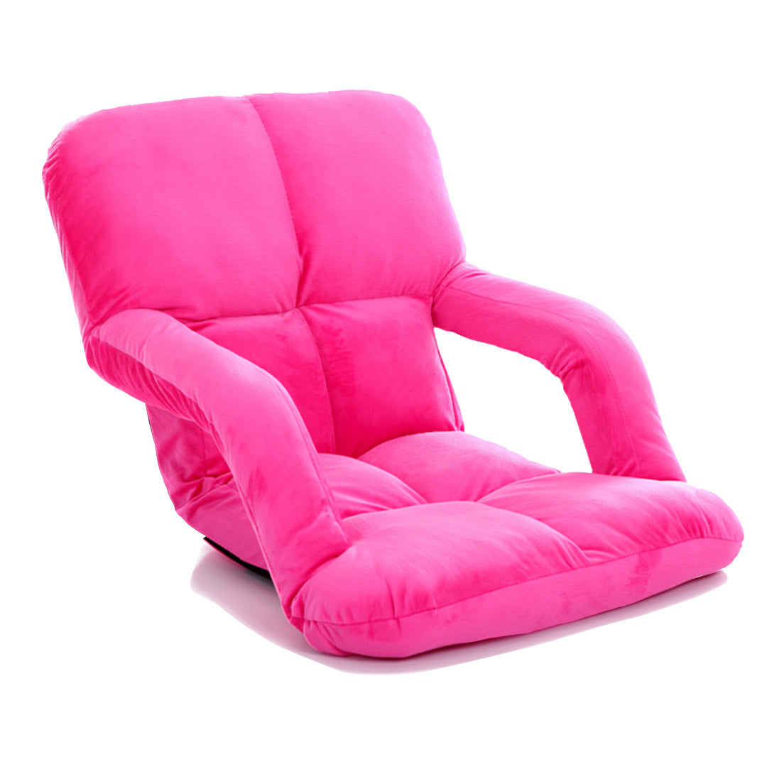 Premium Foldable Lounge Cushion Adjustable Floor Lazy Recliner Chair with Armrest Pink - image1