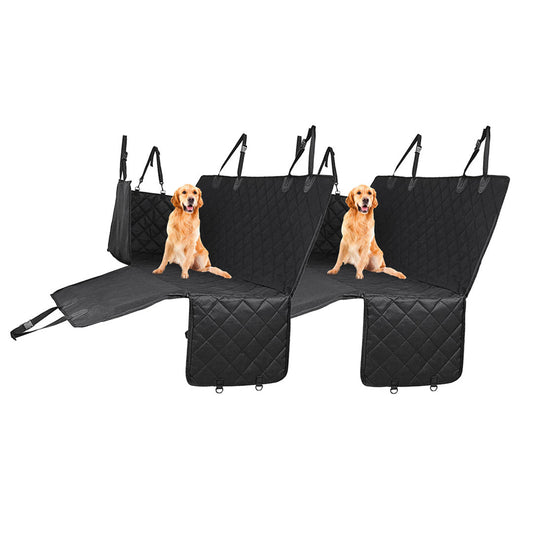 Premium 2X 600D Oxford Cloth Waterproof Dog Car Cover Back Seat Protector Hammock Non-Slip Pet Mat Black - image1