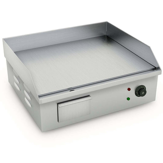 Premium Electric Stainless Steel Flat Griddle Grill BBQ Hot Plate 2200W 56*48*23cm - image1