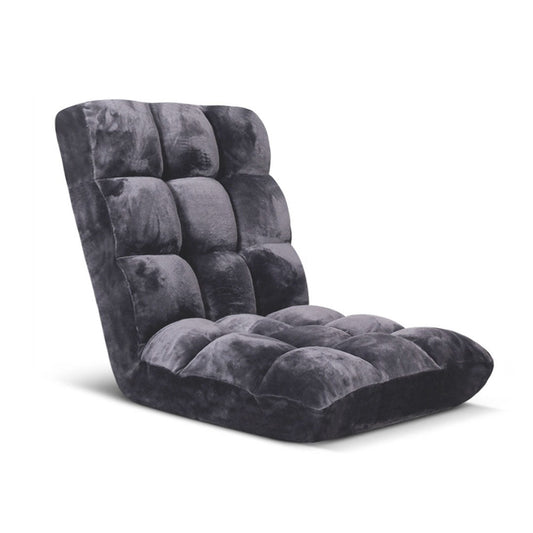 Premium Floor Recliner Folding Lounge Sofa Futon Couch Folding Chair Cushion Grey - image1