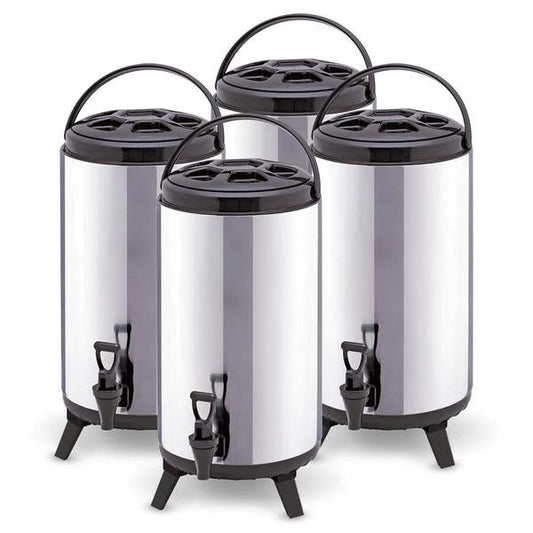 4 x 10L Portable Insulated Cold/Heat Coffee Tea Beer Barrel Brew Pot With Dispenser - image1
