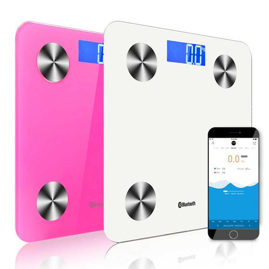 Premium 2X Wireless Bluetooth Digital Body Fat Scale Bathroom Health Analyser Weight White/Pink - image1