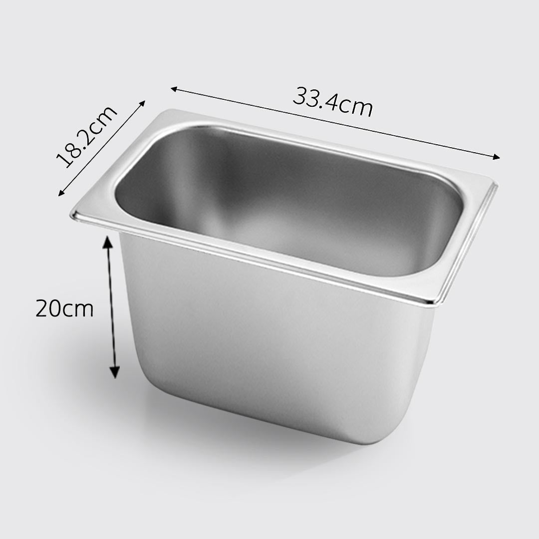 Premium 2X Gastronorm GN Pan Full Size 1/3 GN Pan 20cm Deep Stainless Steel Tray - image2