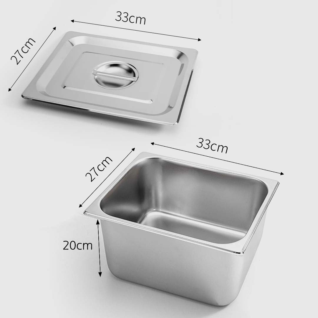 Premium 4X Gastronorm GN Pan Full Size 1/2 GN Pan 20cm Deep Stainless Steel Tray With Lid - image2