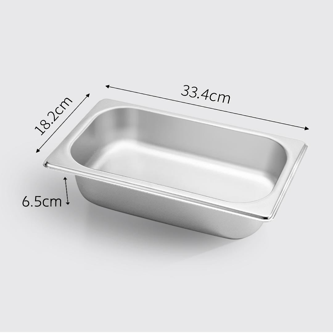 Premium 2X Gastronorm GN Pan Full Size 1/3 GN Pan 6.5 cm Deep Stainless Steel Tray - image2