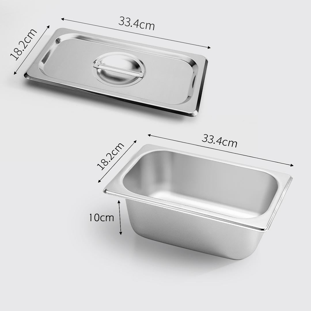 Premium 4X Gastronorm GN Pan Full Size 1/3 GN Pan 6.5 cm Deep Stainless Steel Tray with Lid - image2