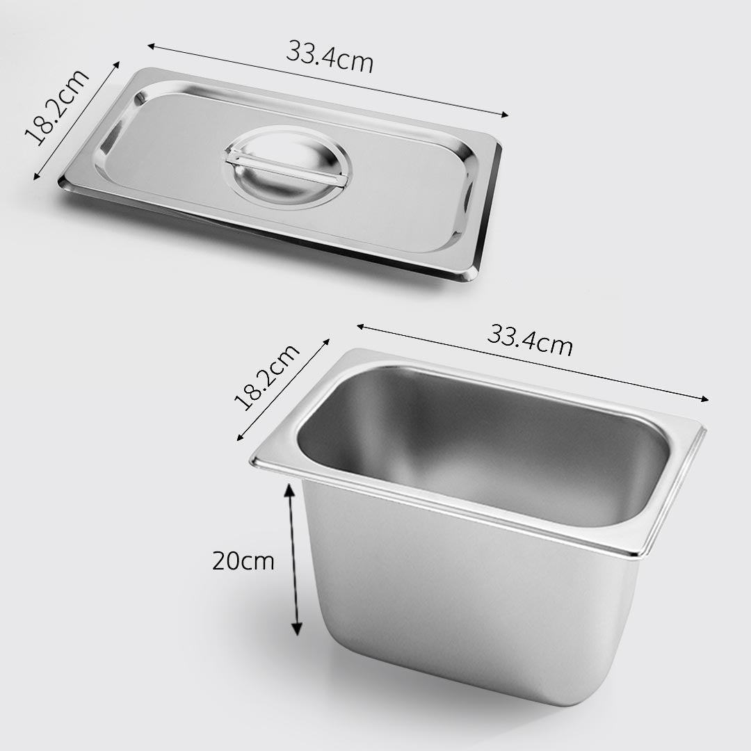 Premium 6X Gastronorm GN Pan Full Size 1/3 GN Pan 20cm Deep Stainless Steel Tray with Lid - image2