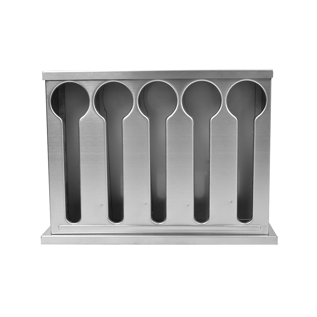 Premium Stainless Steel Buffet Restaurant Spoon Utensil Holder Storage Rack 5 Holes - image2