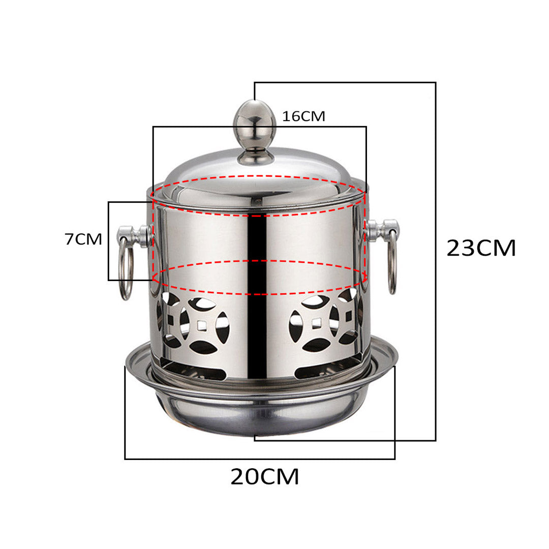 Premium Stainless Steel Mini Asian Buffet Hot Pot Single Person Shabu Alcohol Stove Burner with Lid - image2