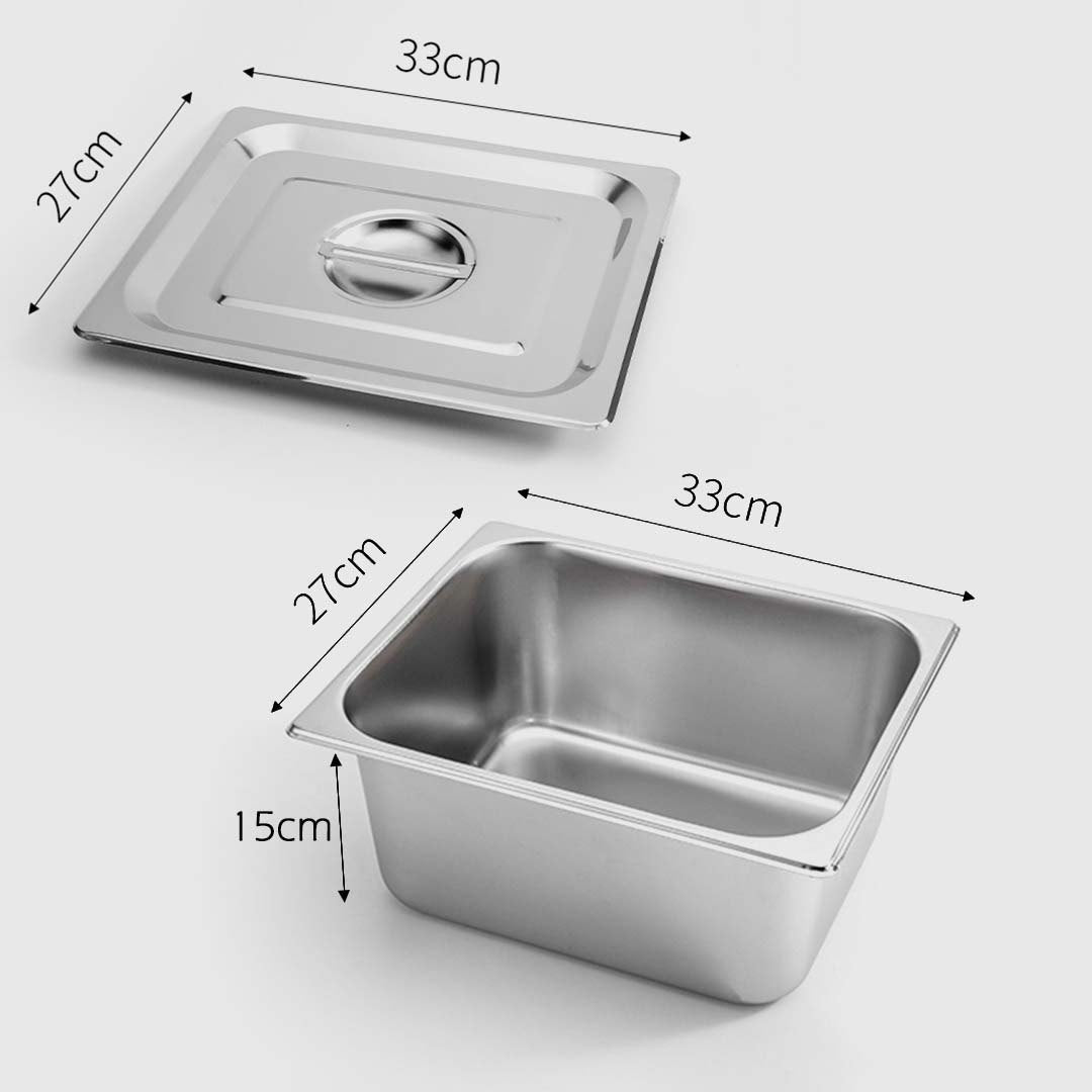 Premium 6X Gastronorm GN Pan Full Size 1/2 GN Pan 15cm Deep Stainless Steel With Lid - image2