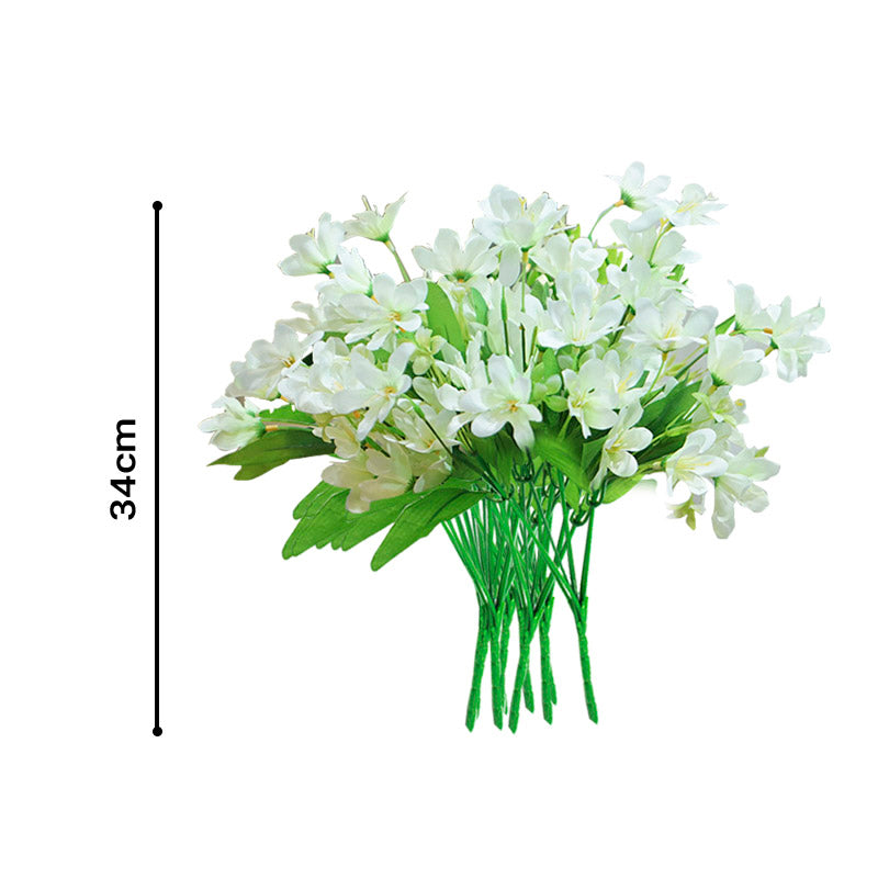 Premium 10 Bunch Artificial Silk Lilium nanum 6 Heads Flower Fake Bridal Bouquet Table Decor White - image2