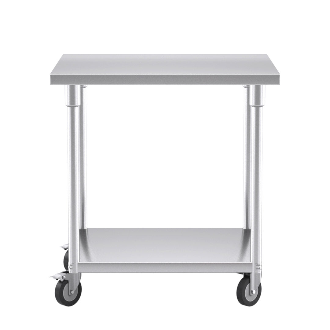 Premium 80cm Commercial Catering Kitchen Stainless Steel Prep Work Bench Table with Wheels - image2