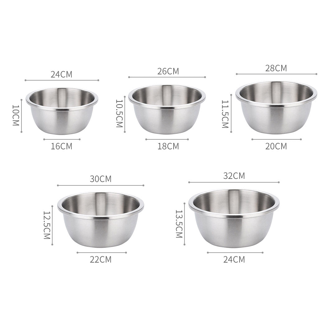 Premium 5Pcs Deepen Matte Stainless Steel Stackable Baking Washing Mixing Bowls Set Food Storage Basin - image2