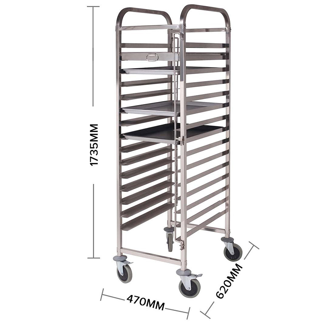Premium Gastronorm Trolley 15 Tier Stainless Steel with 60*40*5cm Aluminum Baking Pan Cooking Tray for Bakers - image2