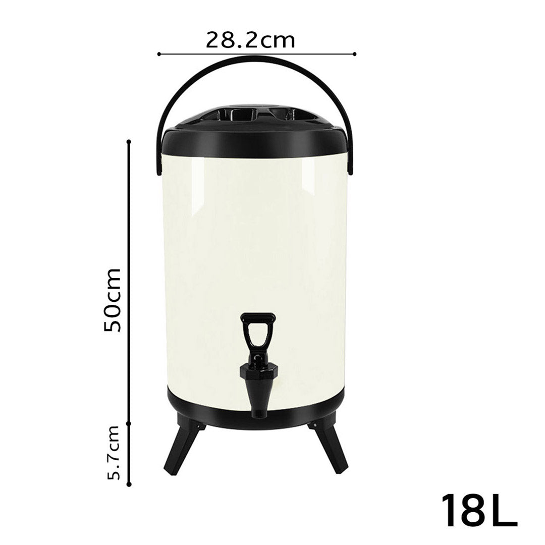 Premium 2X 18L Stainless Steel Insulated Milk Tea Barrel Hot and Cold Beverage Dispenser Container with Faucet White - image2