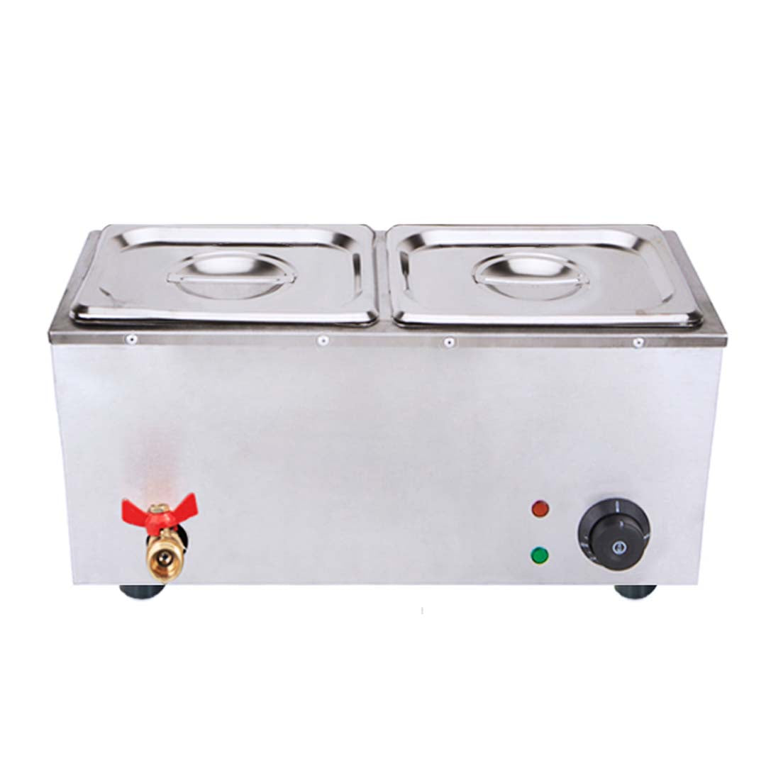 Premium 2X Stainless Steel 2 X 1/2 GN Pan Electric Bain-Marie Food Warmer with Lid - image2