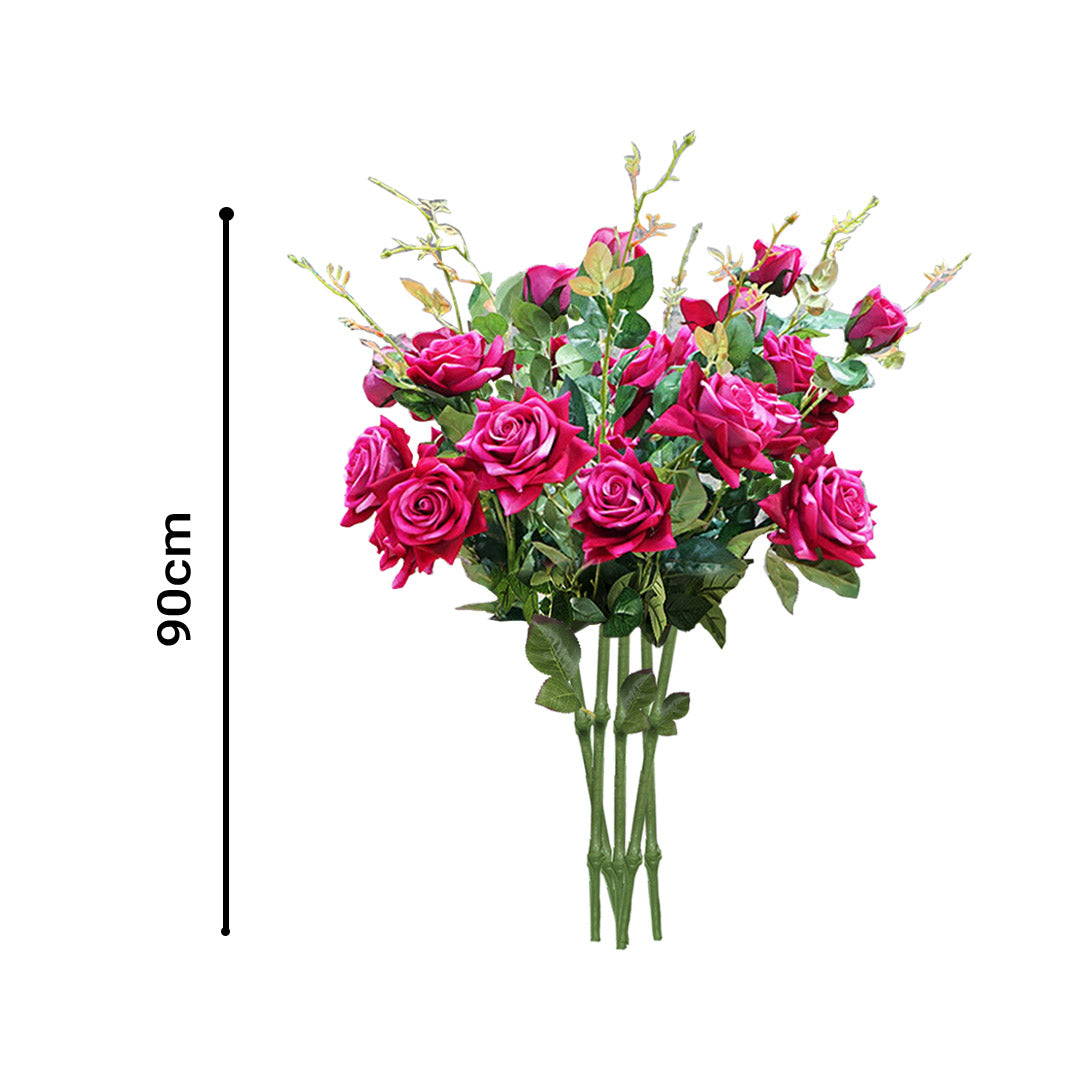 Premium 8 Bunch Artificial Silk Rose 5 Heads Flower Fake Bridal Bouquet Table Decor Pink - image2