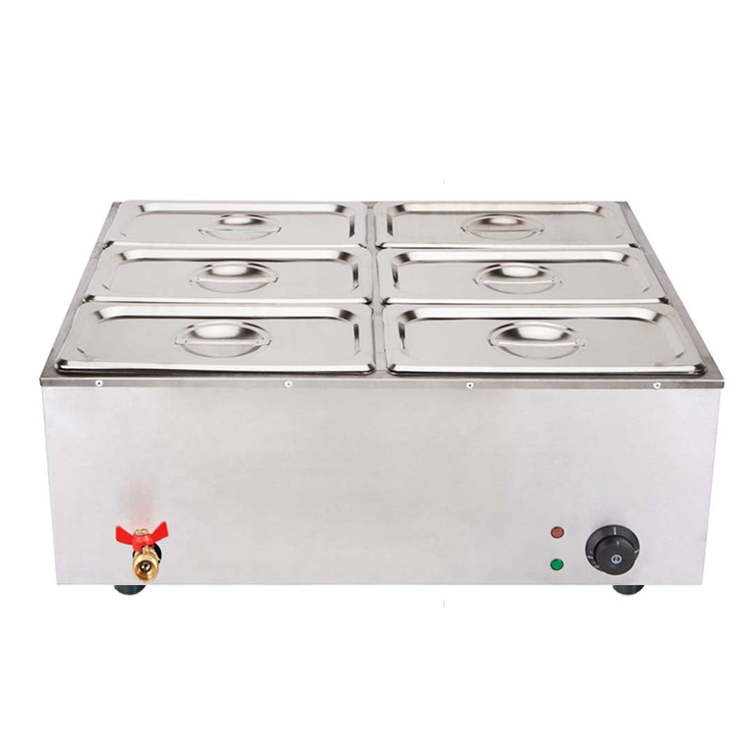 Premium Stainless Steel 6 X 1/3 GN Pan Electric Bain-Marie Food Warmer with Lid - image2
