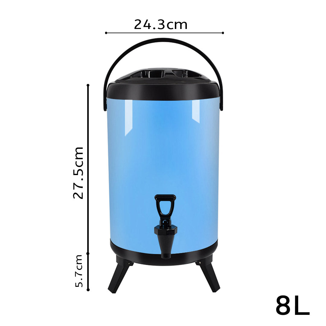 Premium 2X 8L Stainless Steel Insulated Milk Tea Barrel Hot and Cold Beverage Dispenser Container with Faucet Blue - image2