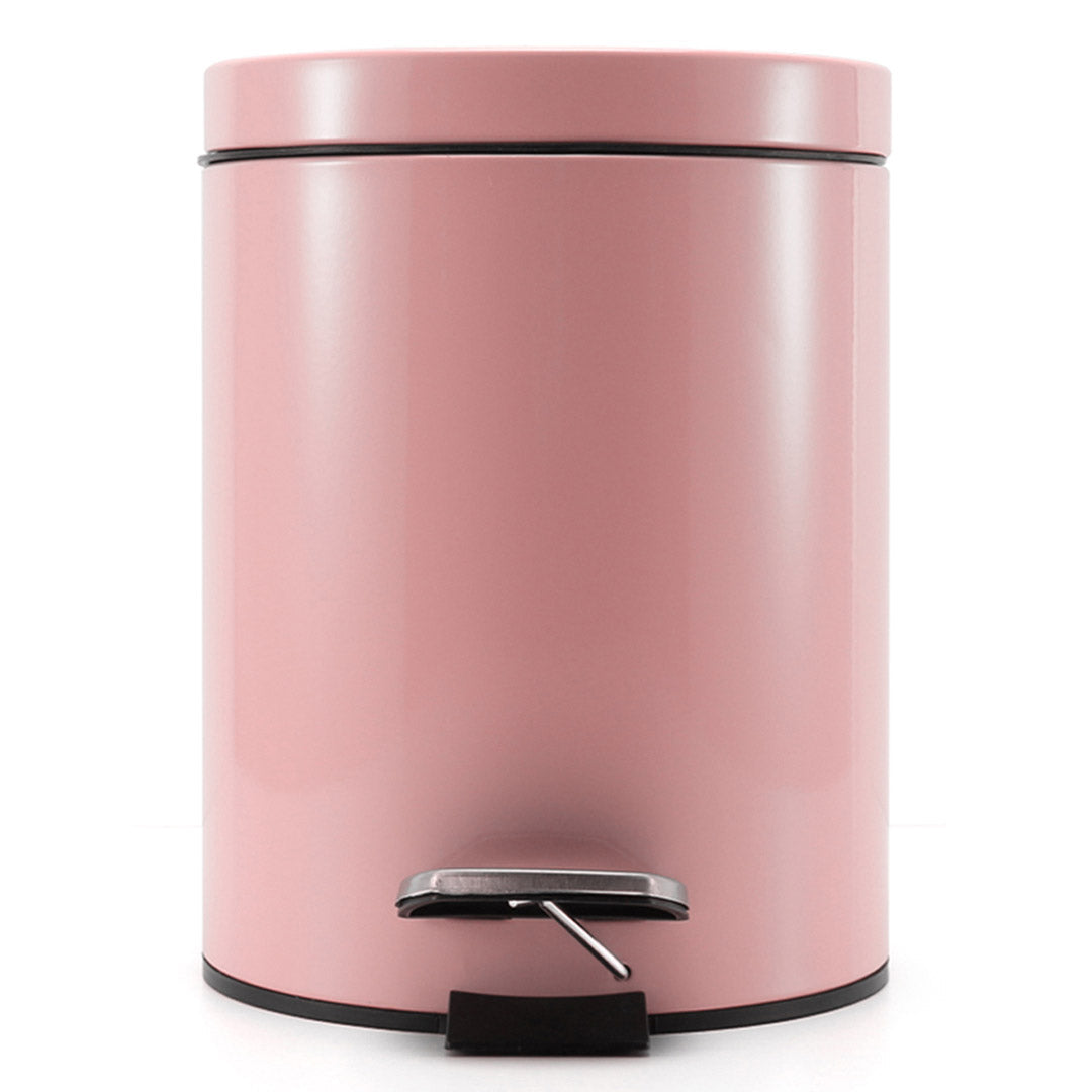 Premium 12L Modern Foot Pedal Trash Bin Waste Kitchen Bathroom Stainless Steel Round Pink - image2