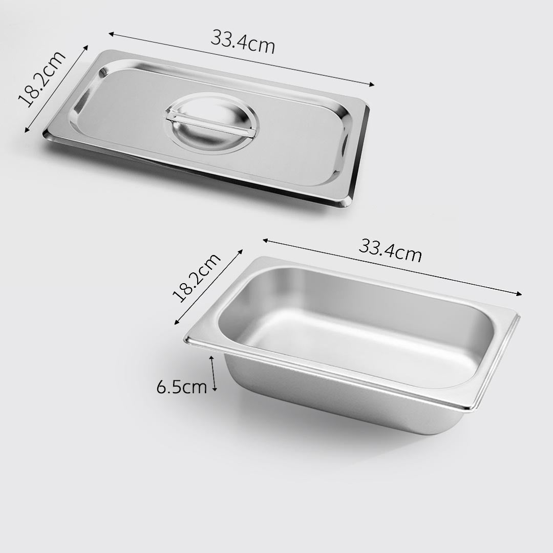 Premium 12X Gastronorm GN Pan Full Size 1/3 GN Pan 6.5 cm Deep Stainless Steel Tray with Lid - image2