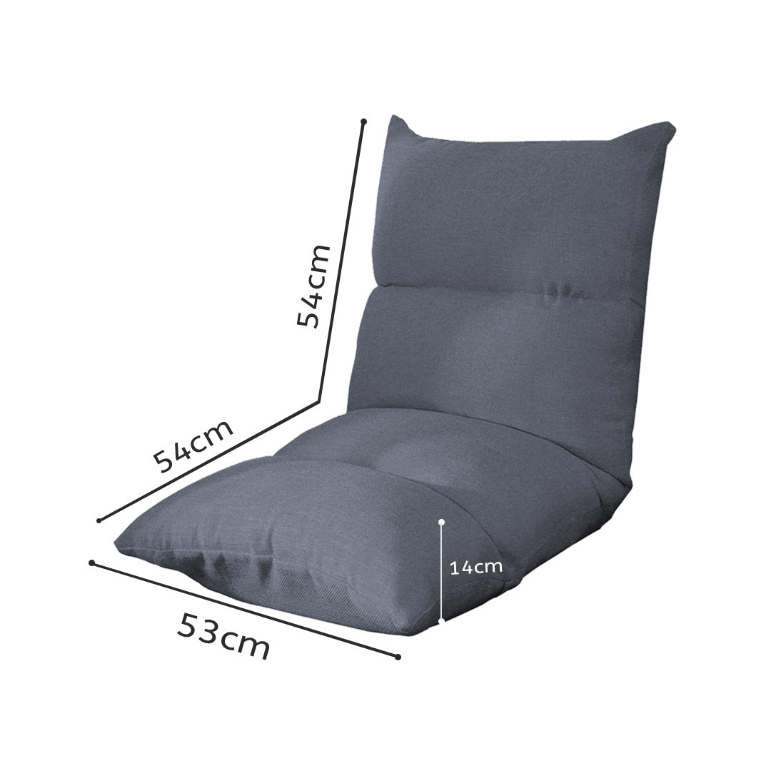 Premium Lounge Floor Recliner Adjustable Lazy Sofa Bed Folding Game Chair Grey - image2