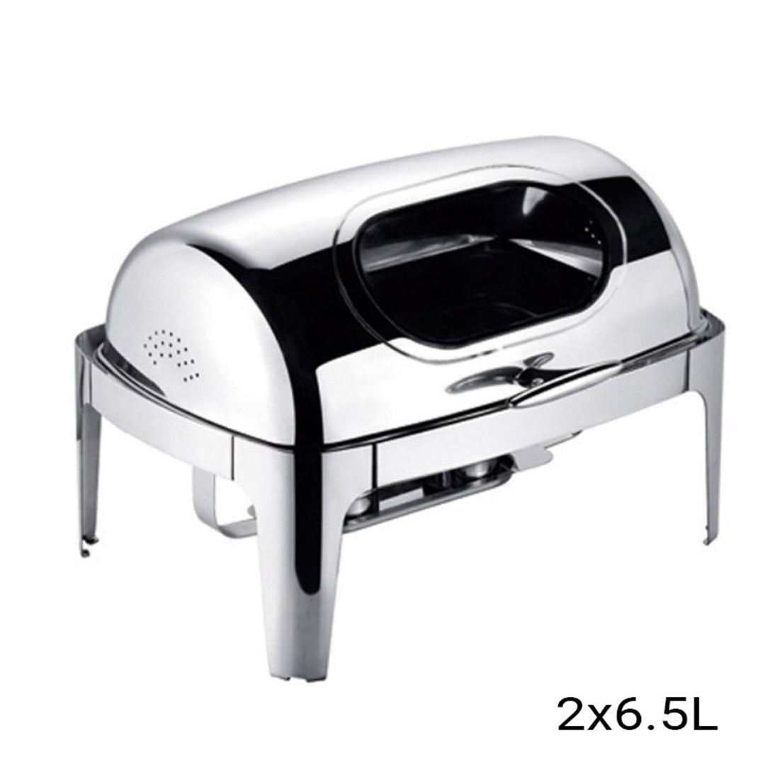 Premium 6.5L Stainless Steel Double Soup Tureen Bowl Station Roll Top Buffet Chafing Dish Catering Chafer Food Warmer Server - image2